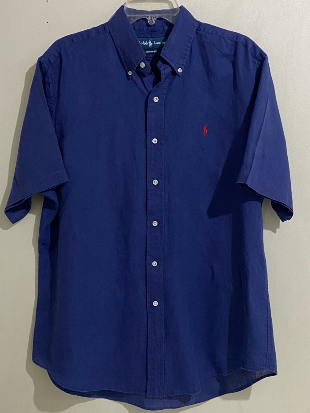Ralph Lauren Button-Down Shirt in Deep Blue with Red Pony
